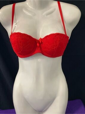 La Senza Black Sequin Push Up Bra 36B Cherry Collection